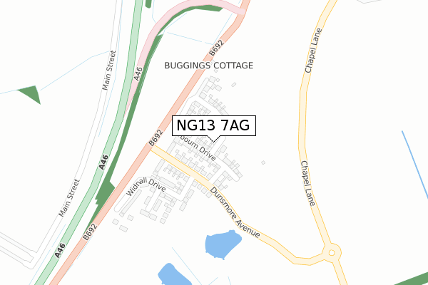 NG13 7AG map - large scale - OS Open Zoomstack (Ordnance Survey) NG13 7AG map - large scale - OS Open Zoomstack (Ordnance Survey)