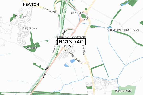 NG13 7AG map - small scale - OS Open Zoomstack (Ordnance Survey) NG13 7AG map - small scale - OS Open Zoomstack (Ordnance Survey)