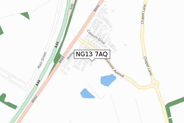 NG13 7AQ map - large scale - OS Open Zoomstack (Ordnance Survey) NG13 7AQ map - large scale - OS Open Zoomstack (Ordnance Survey)