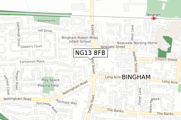 NG13 8FB map - large scale - OS Open Zoomstack (Ordnance Survey)
