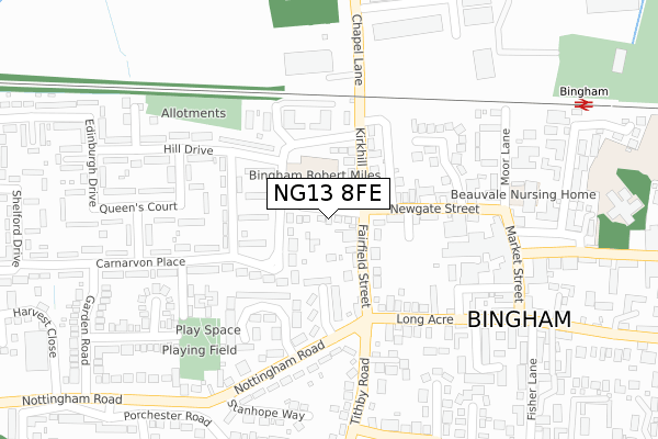 NG13 8FE map - large scale - OS Open Zoomstack (Ordnance Survey)