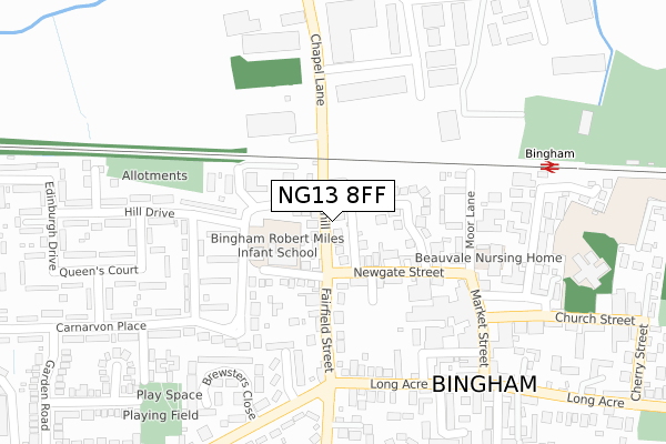 NG13 8FF map - large scale - OS Open Zoomstack (Ordnance Survey)
