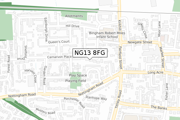 NG13 8FG map - large scale - OS Open Zoomstack (Ordnance Survey)