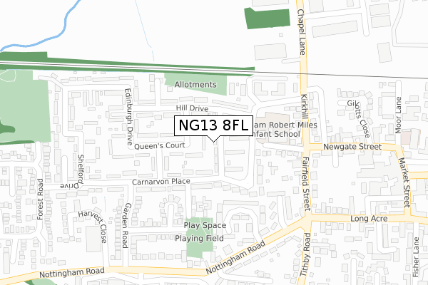 NG13 8FL map - large scale - OS Open Zoomstack (Ordnance Survey) NG13 8FL map - large scale - OS Open Zoomstack (Ordnance Survey)