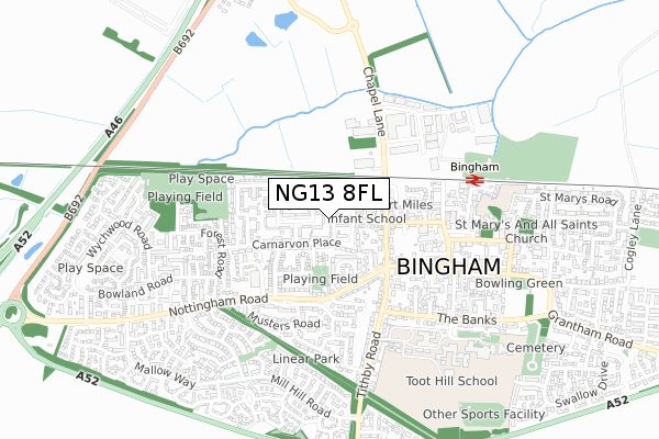NG13 8FL map - small scale - OS Open Zoomstack (Ordnance Survey) NG13 8FL map - small scale - OS Open Zoomstack (Ordnance Survey)