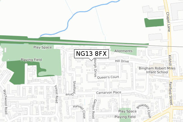 NG13 8FX map - large scale - OS Open Zoomstack (Ordnance Survey)