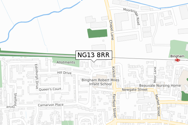 NG13 8RR map - large scale - OS Open Zoomstack (Ordnance Survey)