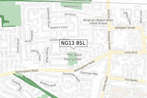 NG13 8SL map - large scale - OS Open Zoomstack (Ordnance Survey)