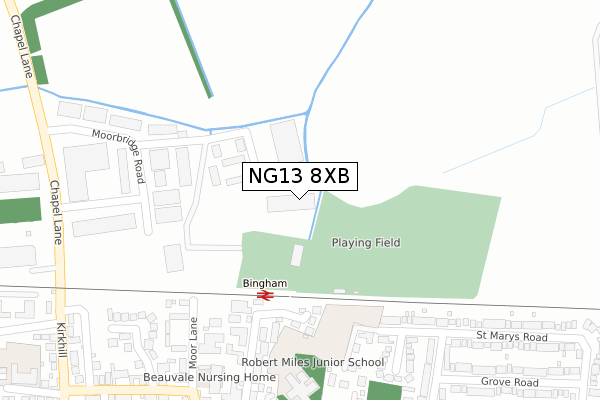 NG13 8XB map - large scale - OS Open Zoomstack (Ordnance Survey)