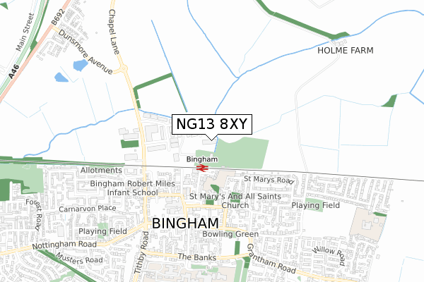 NG13 8XY map - small scale - OS Open Zoomstack (Ordnance Survey) NG13 8XY map - small scale - OS Open Zoomstack (Ordnance Survey)