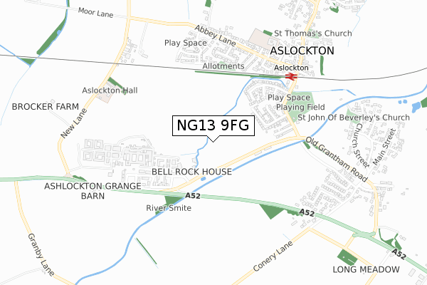 NG13 9FG map - small scale - OS Open Zoomstack (Ordnance Survey)