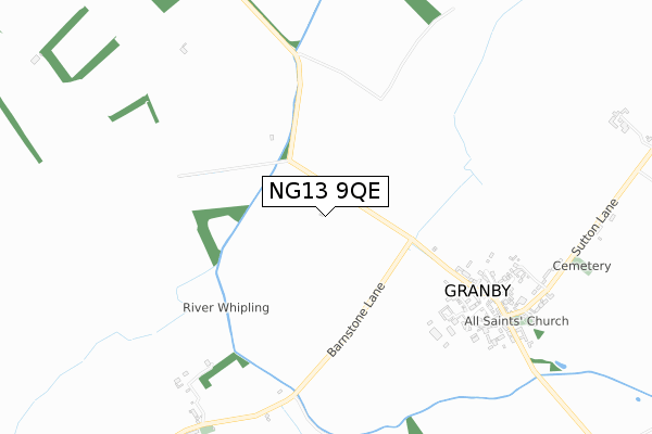 NG13 9QE map - small scale - OS Open Zoomstack (Ordnance Survey)