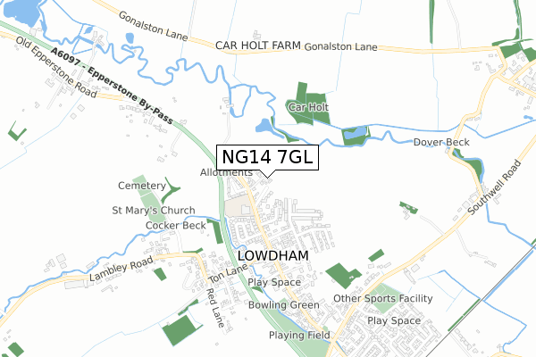 NG14 7GL map - small scale - OS Open Zoomstack (Ordnance Survey)