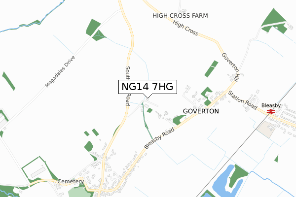 NG14 7HG map - small scale - OS Open Zoomstack (Ordnance Survey)