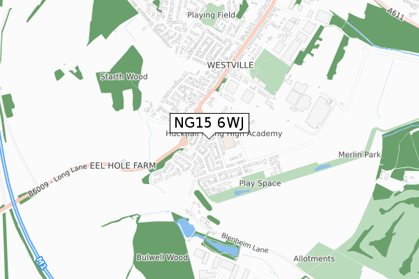 NG15 6WJ map - small scale - OS Open Zoomstack (Ordnance Survey) NG15 6WJ map - small scale - OS Open Zoomstack (Ordnance Survey)