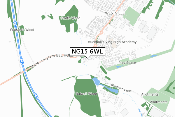 NG15 6WL map - small scale - OS Open Zoomstack (Ordnance Survey)