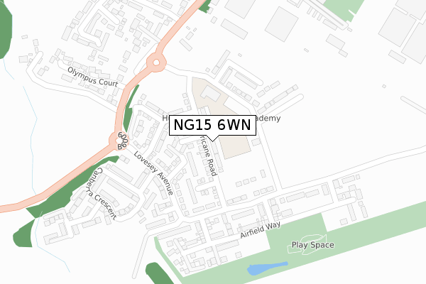 NG15 6WN map - large scale - OS Open Zoomstack (Ordnance Survey)