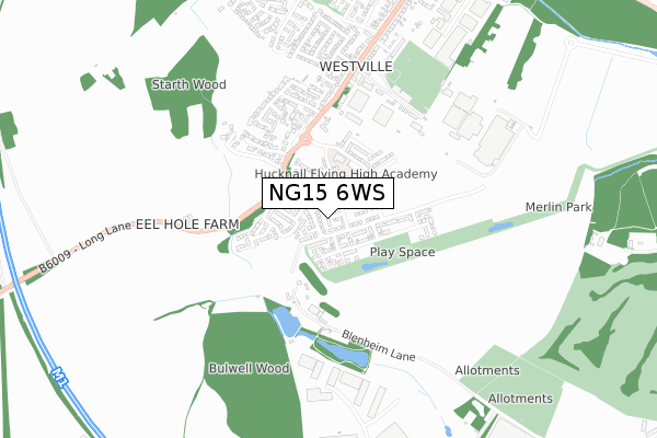 NG15 6WS map - small scale - OS Open Zoomstack (Ordnance Survey)