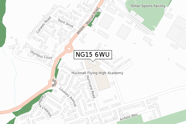 NG15 6WU map - large scale - OS Open Zoomstack (Ordnance Survey)