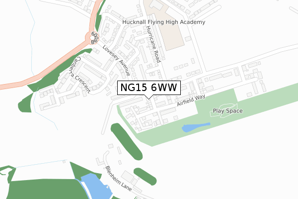 NG15 6WW map - large scale - OS Open Zoomstack (Ordnance Survey)