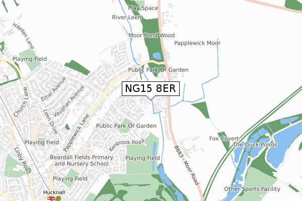 NG15 8ER map - small scale - OS Open Zoomstack (Ordnance Survey)