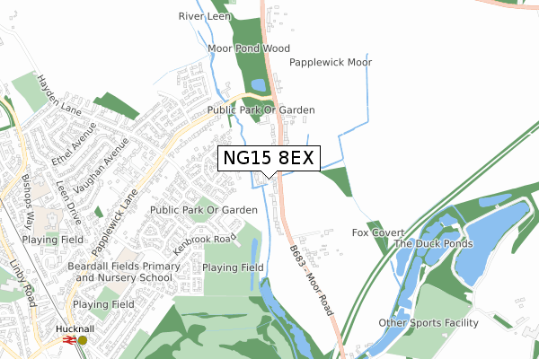 NG15 8EX map - small scale - OS Open Zoomstack (Ordnance Survey)