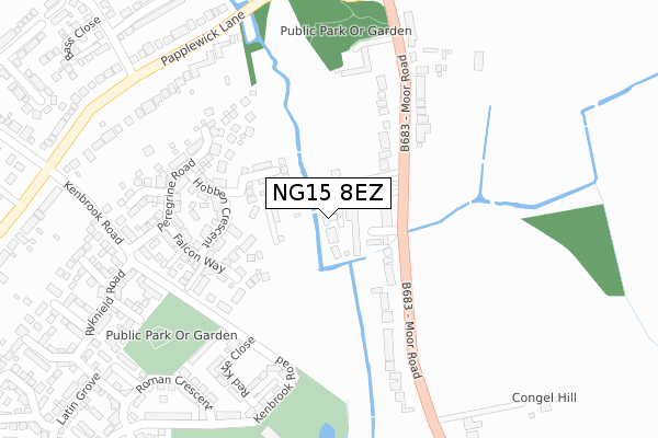 NG15 8EZ map - large scale - OS Open Zoomstack (Ordnance Survey)