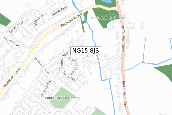 NG15 8JS map - large scale - OS Open Zoomstack (Ordnance Survey)