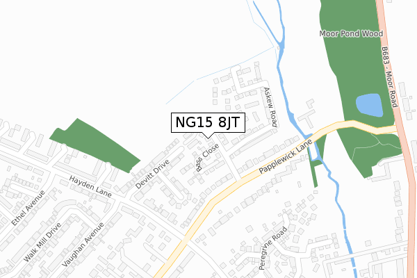 NG15 8JT map - large scale - OS Open Zoomstack (Ordnance Survey)