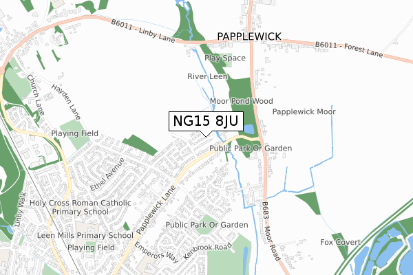 NG15 8JU map - small scale - OS Open Zoomstack (Ordnance Survey)