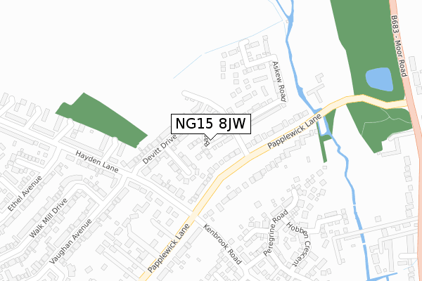 NG15 8JW map - large scale - OS Open Zoomstack (Ordnance Survey)