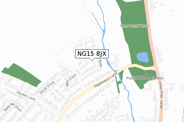 NG15 8JX map - large scale - OS Open Zoomstack (Ordnance Survey)