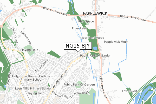 NG15 8JY map - small scale - OS Open Zoomstack (Ordnance Survey)