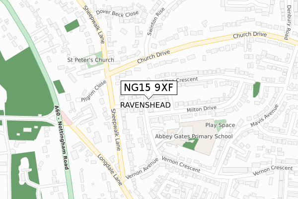 NG15 9XF map - large scale - OS Open Zoomstack (Ordnance Survey)