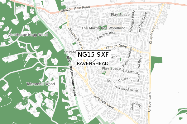 NG15 9XF map - small scale - OS Open Zoomstack (Ordnance Survey)
