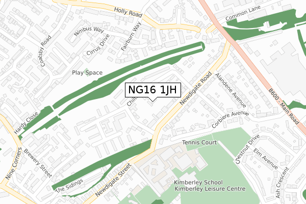 NG16 1JH map - large scale - OS Open Zoomstack (Ordnance Survey)