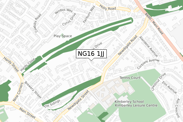 NG16 1JJ map - large scale - OS Open Zoomstack (Ordnance Survey)