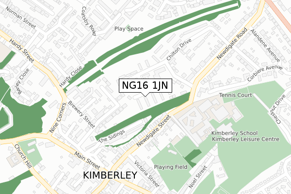 NG16 1JN map - large scale - OS Open Zoomstack (Ordnance Survey)
