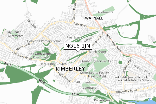 NG16 1JN map - small scale - OS Open Zoomstack (Ordnance Survey)