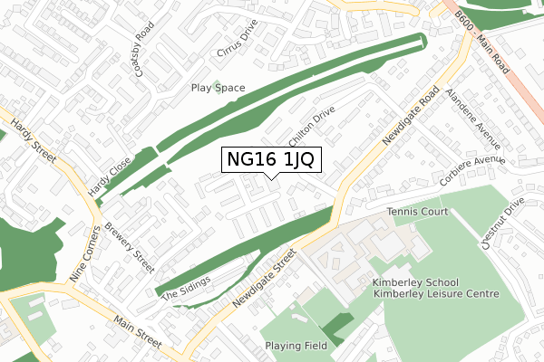 NG16 1JQ map - large scale - OS Open Zoomstack (Ordnance Survey)