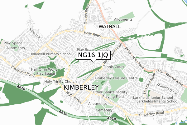 NG16 1JQ map - small scale - OS Open Zoomstack (Ordnance Survey)