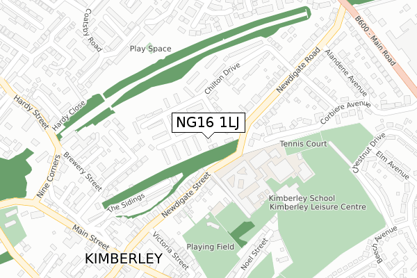 NG16 1LJ map - large scale - OS Open Zoomstack (Ordnance Survey)