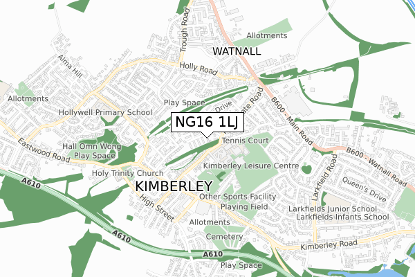NG16 1LJ map - small scale - OS Open Zoomstack (Ordnance Survey)
