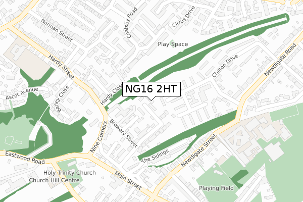 NG16 2HT map - large scale - OS Open Zoomstack (Ordnance Survey)