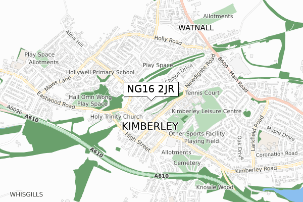 NG16 2JR map - small scale - OS Open Zoomstack (Ordnance Survey)
