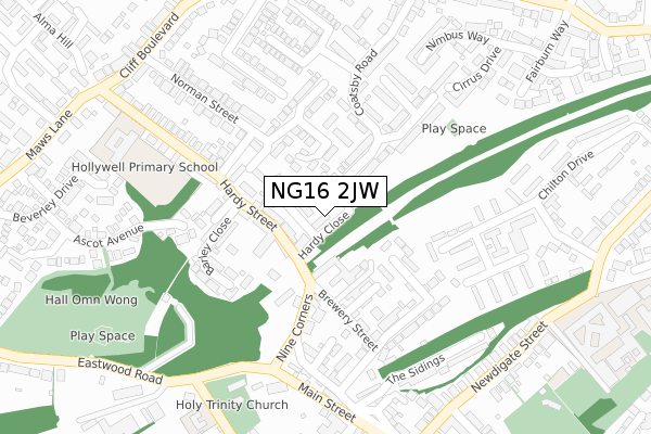 NG16 2JW map - large scale - OS Open Zoomstack (Ordnance Survey)