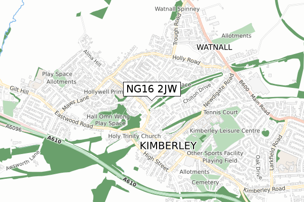 NG16 2JW map - small scale - OS Open Zoomstack (Ordnance Survey)