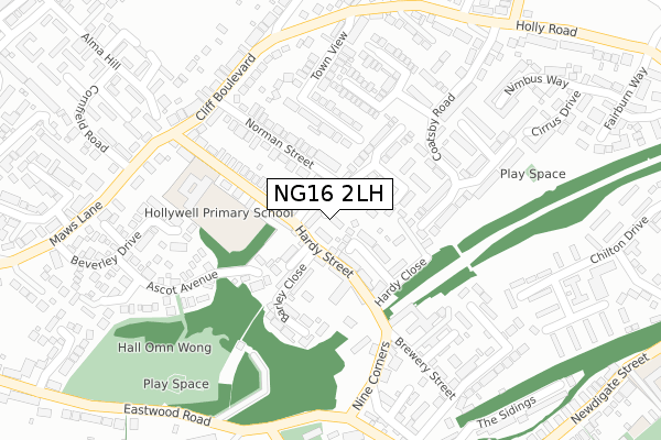 NG16 2LH map - large scale - OS Open Zoomstack (Ordnance Survey)