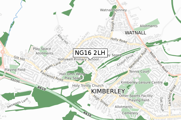 NG16 2LH map - small scale - OS Open Zoomstack (Ordnance Survey)