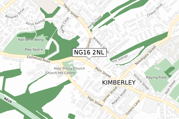 NG16 2NL map - large scale - OS Open Zoomstack (Ordnance Survey)